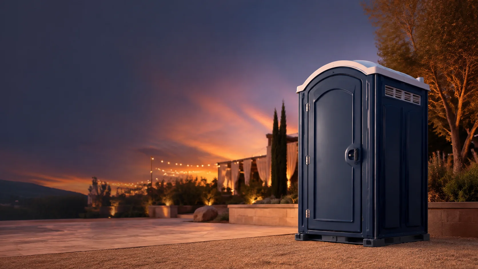 Portable restroom shown for rental planning in Lafayette, CO